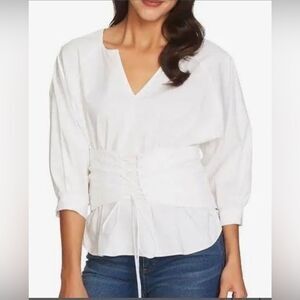 1. State White corset puffy blouse